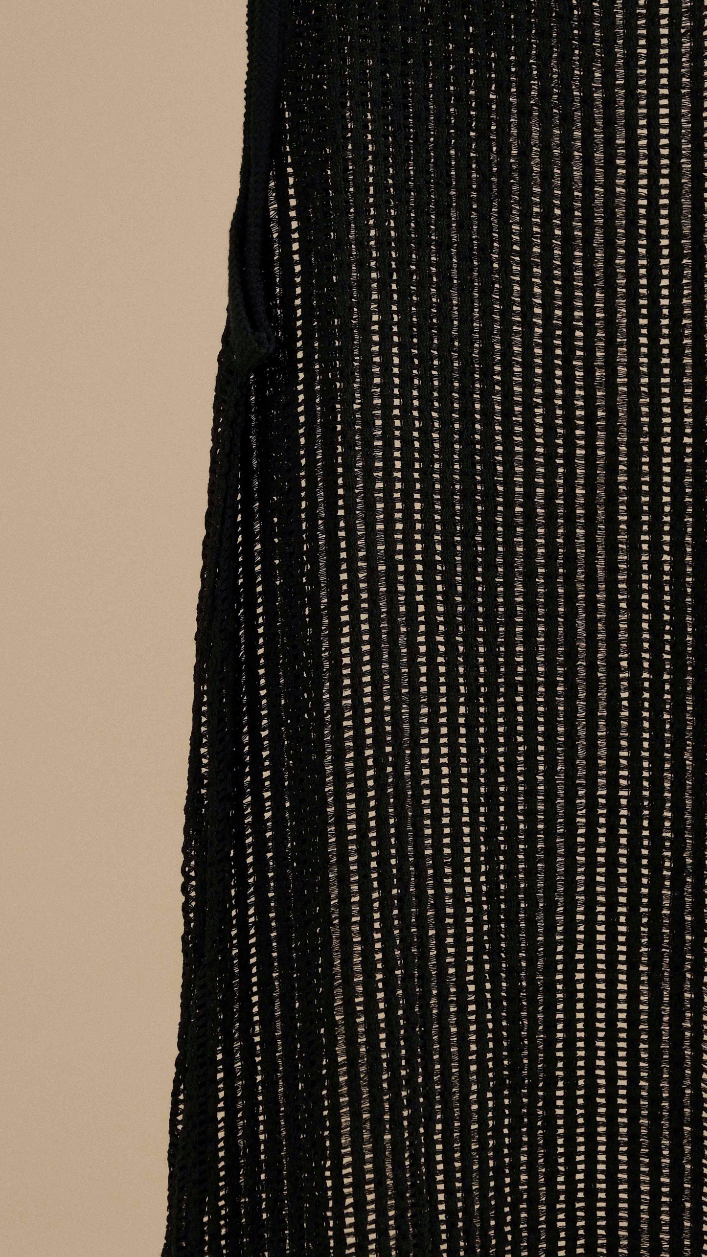 Hollow Knit Vest Dress - Black