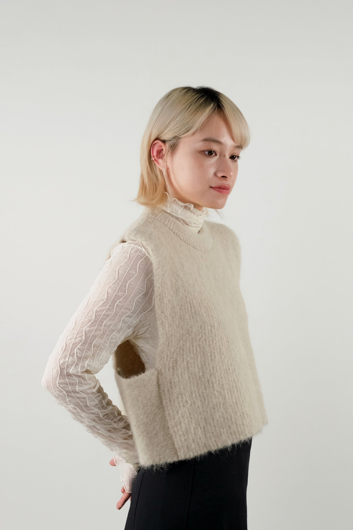 Alpaca Knit Vest - Oat