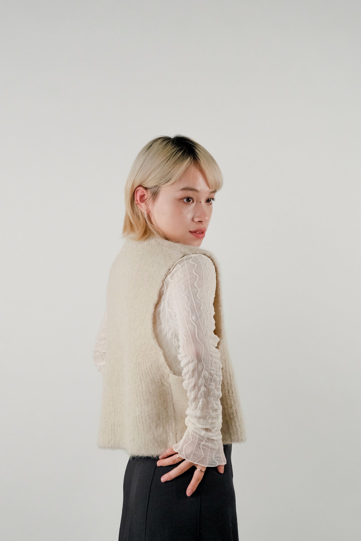 Alpaca Knit Vest - Oat