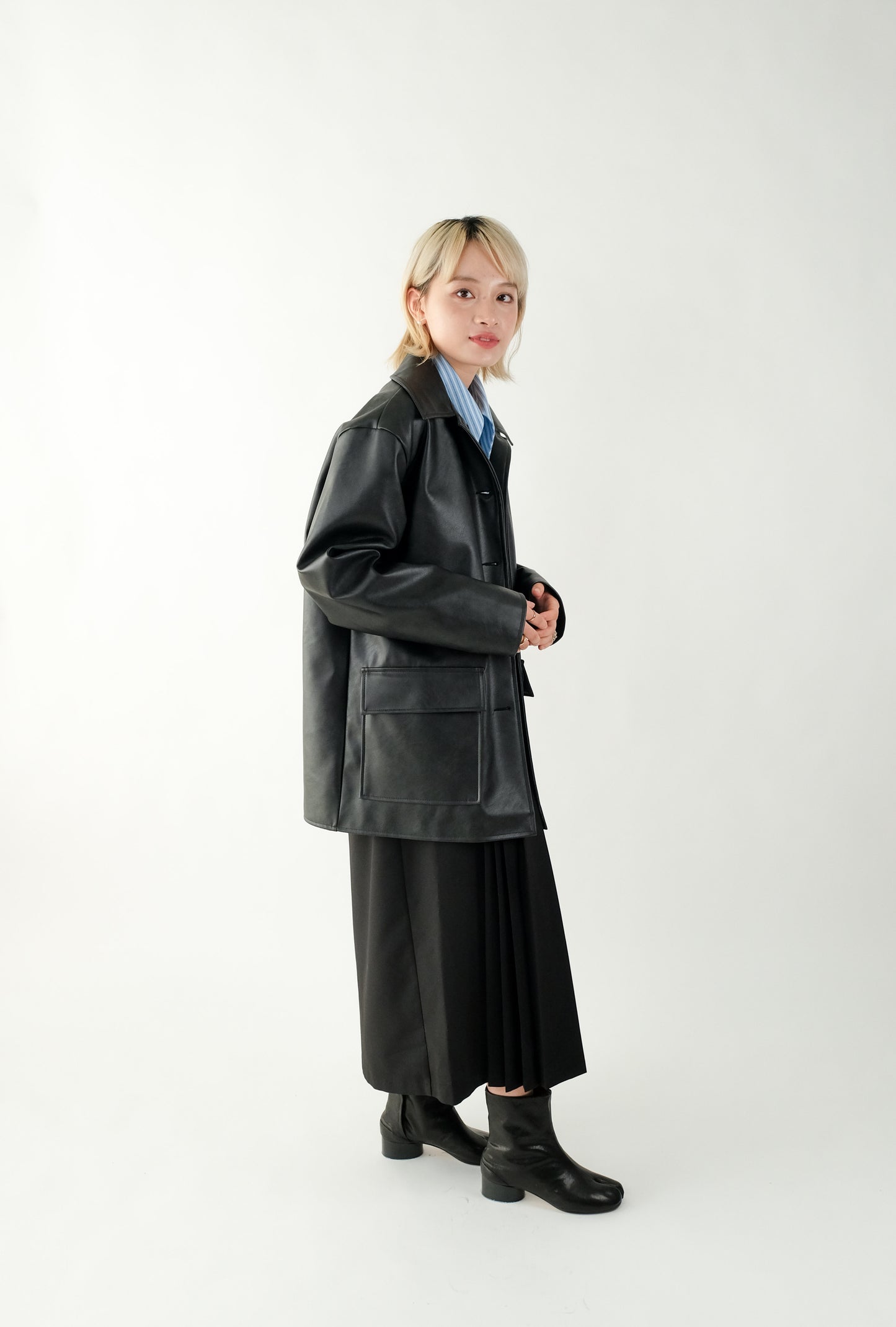 Leather Mid Length Jacket