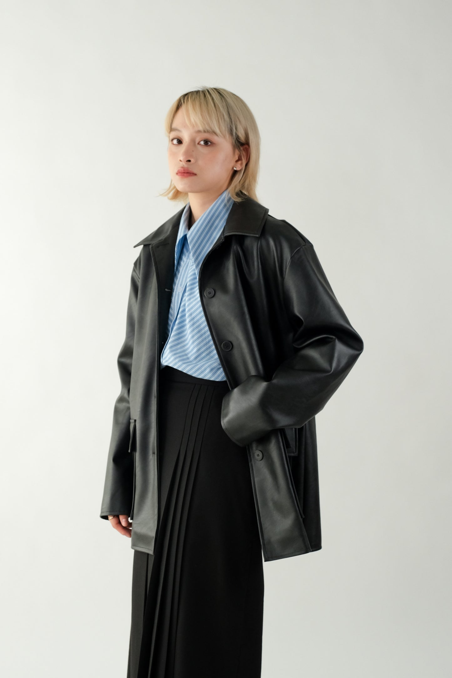 Leather Mid Length Jacket