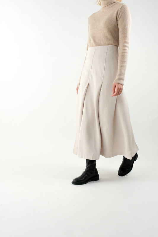 Tilted Pleat Midi Skirt