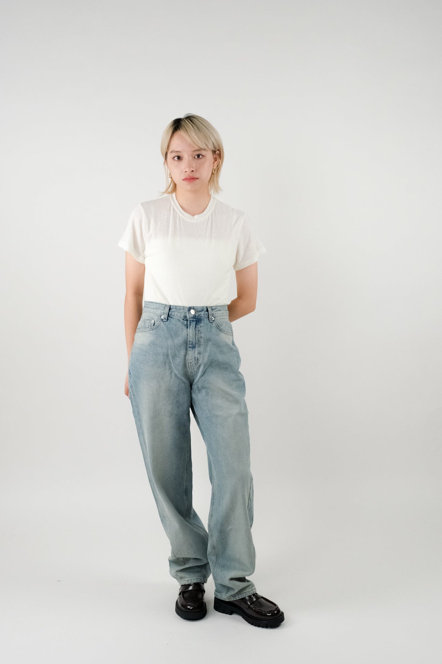 High Waisted Acid Washed Denim Pants