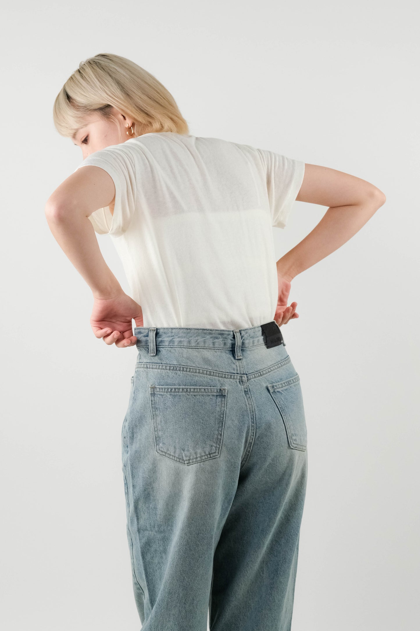 High Waisted Acid Washed Denim Pants