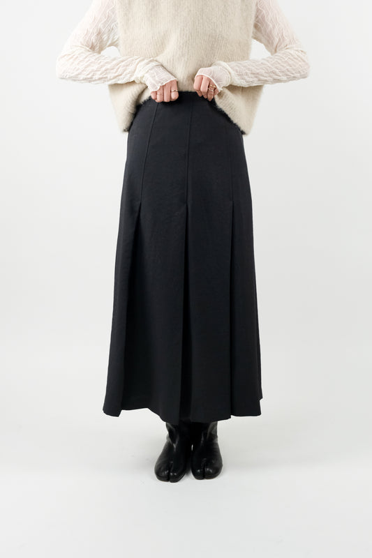 Box Pleat Midi Skirt