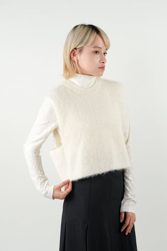 Alpaca Knit Vest - White