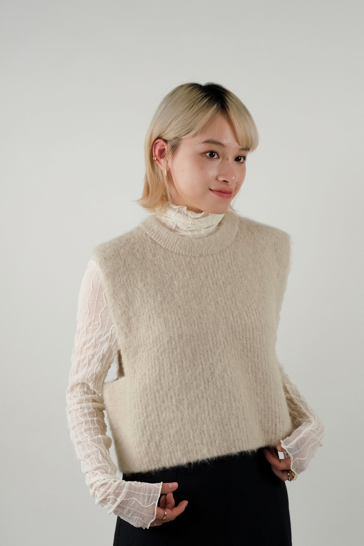 Alpaca Knit Vest - Oat